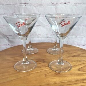 Clear Glass Stoli Martini Glasses - Set of 4